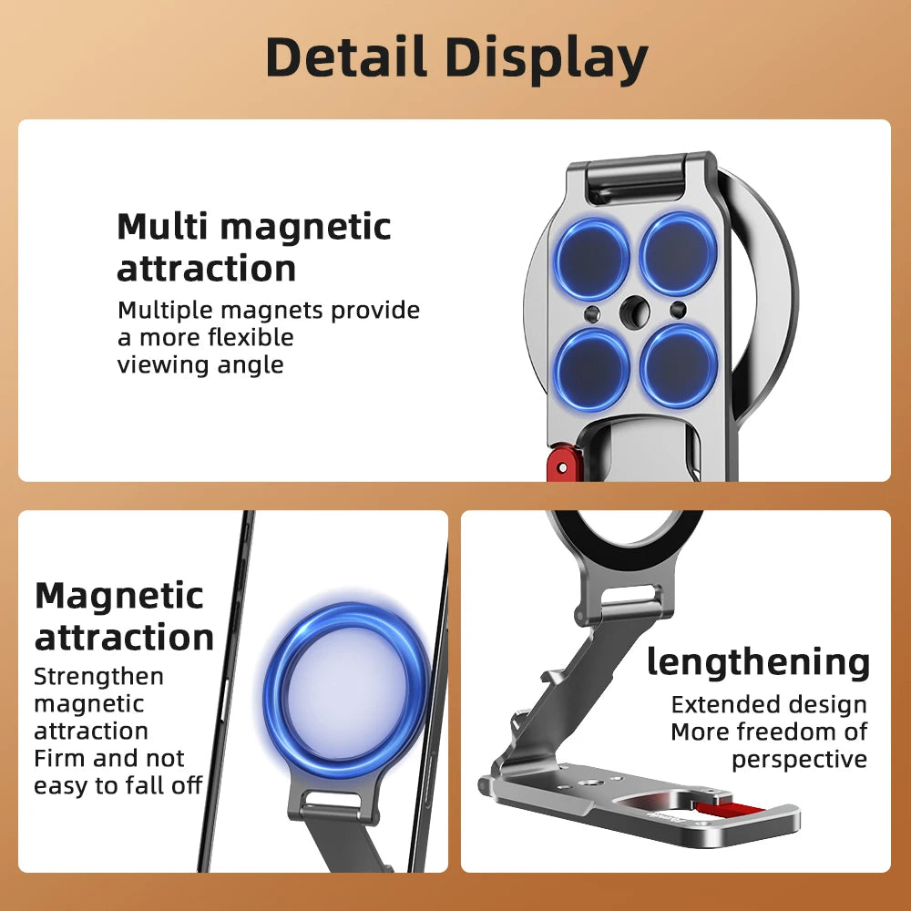 Flymile Magnetic Phone Holder Carabiner Mount for iphone 17 16 15 14 Accessories Handle Tripod Adapter Compatible with MagSafe